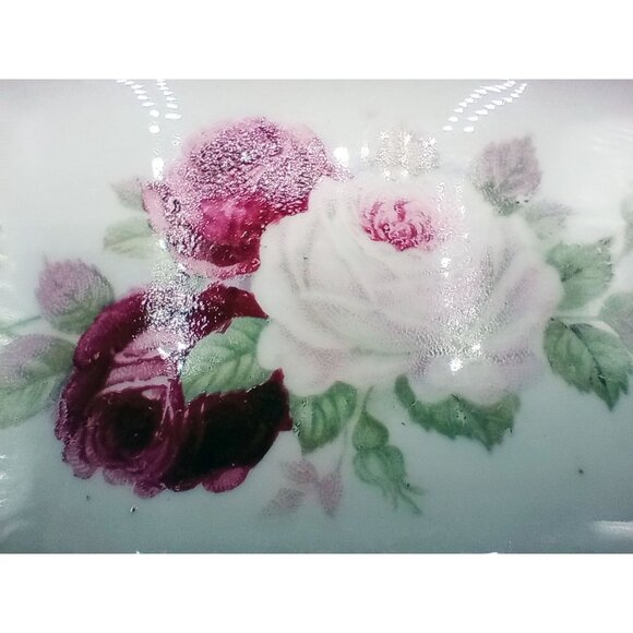 Lusterware Relish Tray Handles Rose Floral Porcelain Dish Vintage German 9.5" - Picture 7 of 15